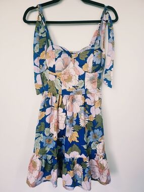 Band Of The FREE Floral Tie-Shoulder Sundress in Blue & Pastel M
